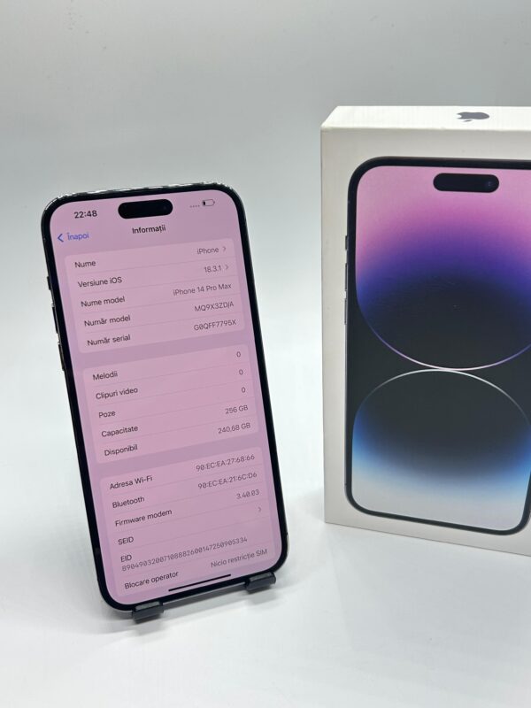 Apple iPhone 14 Pro Maxパープル　256G Telefon APPLE iPhone 14 Pro Max 5G, 256GB, Deep Purple